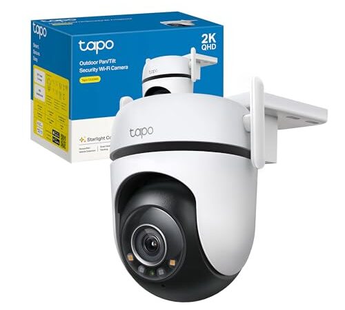 TP-Link Tapo C520WS Telecamera WiFi Esterno QHD 2K, 360° Visuale, Visione Notturna a Colori Starlight, Telecamera IP di Sorveglianza, Rilevamento AI Gratuito, Impermeabile IP66, Audio, Alexa