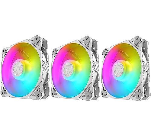 3X VENTOLE BIANCHE RGB - LED COLORATE 120MM PC CASE SILENZIOSE RAFFREDDAMENTO DESKTOP FAN WHITE BIANCA