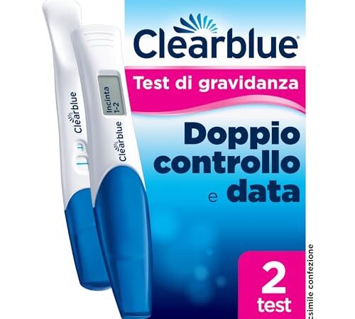 Clearblue Test di gravidanza Rilevazione Precoce Confezione combinata doppio controllo e data, 2 test (1 digitale, 1 visuale)