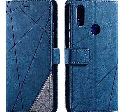 Cover per Xiaomi Redmi Note 7, SONWO Flip Caso in PU Pelle Case Cover Portafoglio Custodia per Xiaomi Redmi Note 7, [Kickstand] [Slot per Schede], Blu