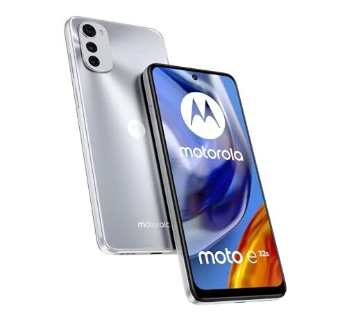 Motorola moto e32s (display Max Vision 6.53" 90 Hz, tripla fotocamera 16MP, batteria 5000 mAh, processore octa-core, Dual SIM, 4/64 GB espandibile, Android 12), Misty Silver